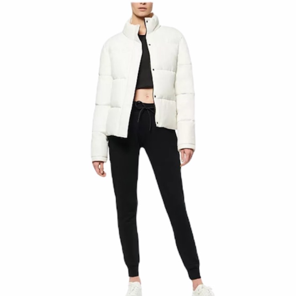 Faux Leather Puffer Coat